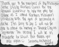 Thank You letter - McKenzie Brady